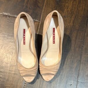 Prada Women's Beige Peep Toe Heels